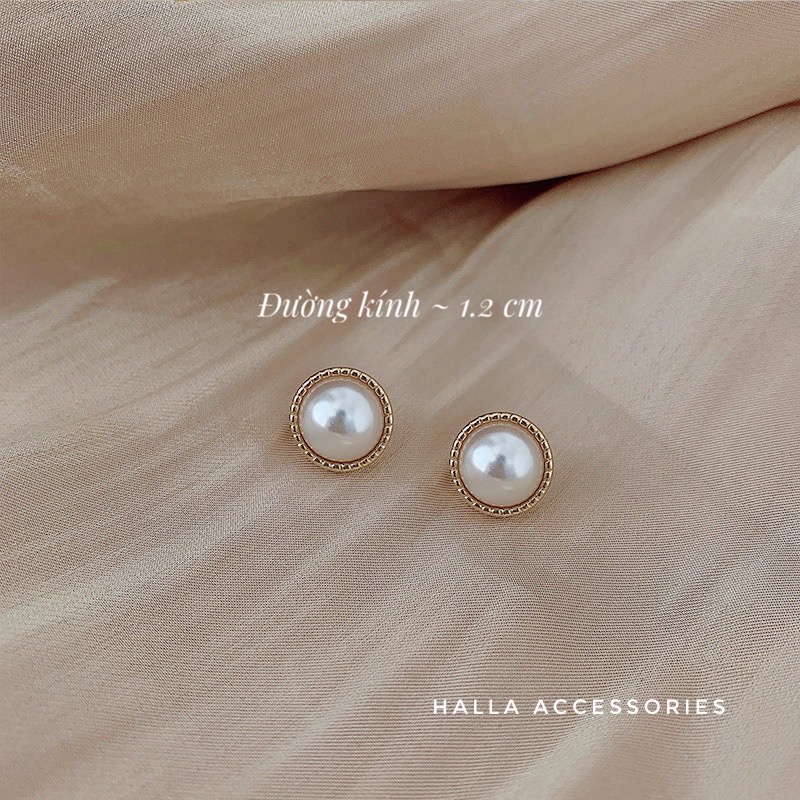 Khuyên tai mặt ngọc viền Gold cao cấp HALLA BT158 BT159