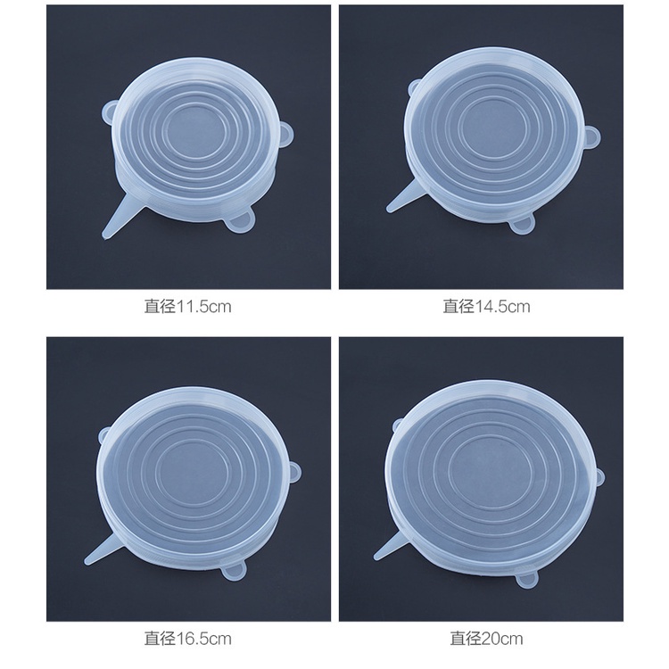 Bộ 6 Miếng Silicone Bọc Thực Phẩm Nắp Đậy Màng Silicon Bảo Quản Thức Ăn