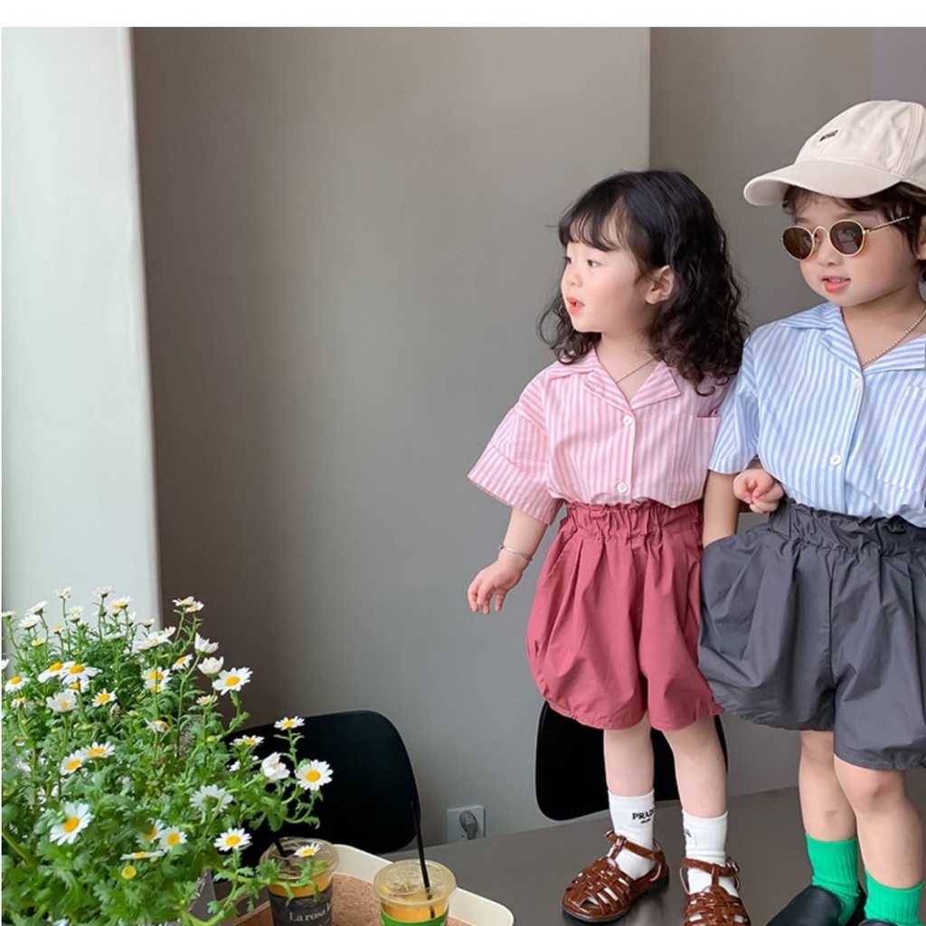 [Babycat] Hàng Có Sẵn Quần Short Hai Mảnh Áo Tay Ngắn Phong Cách Nhật Bản Hàn Quốc Thời Trang Dành Cho Bé Trai Bé Gái