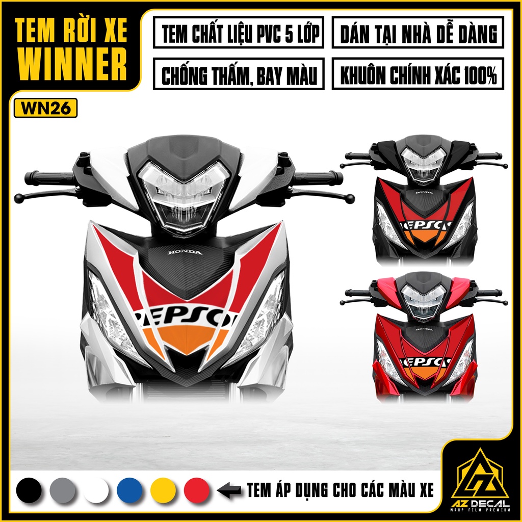 Tem Rời Dán Winner 150 Mẫu REPSOL | WN26 | Decal Chế Dán Xe Winner V1/150 Chất Liệu PVC Cao Cấp