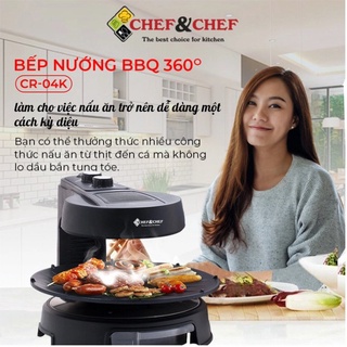 Bếp nướng điện không khói chef&chef bbq tự xoay bảo hành 12 tháng