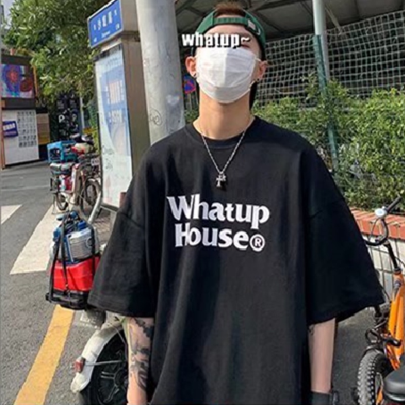 Áo Thun Tay Ngắn Dáng Rộng In Chữ Thời Trang Mùa Hè Phong Cách Hàn Quốc Cho Nam Size M-5XL