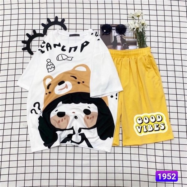 [Xưởng Giá Gốc] Set đồ bộ ngắn cartoon hoạt hình .Unisex form rộng Xưởng Giá Gốc Mã SP002018