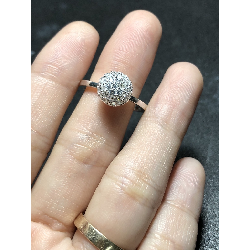 Nhẫn quả châu đính pha lê ý - 925