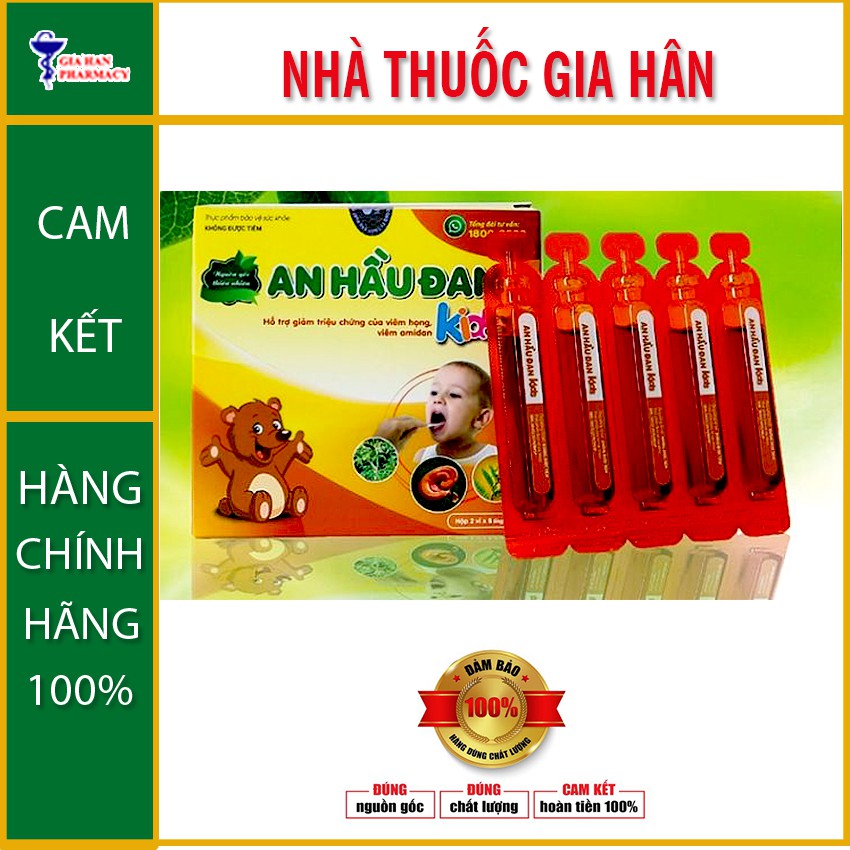 An hầu đan kids (2 hộp) dành cho trẻ bị viêm họng amidan hộp 10 ống