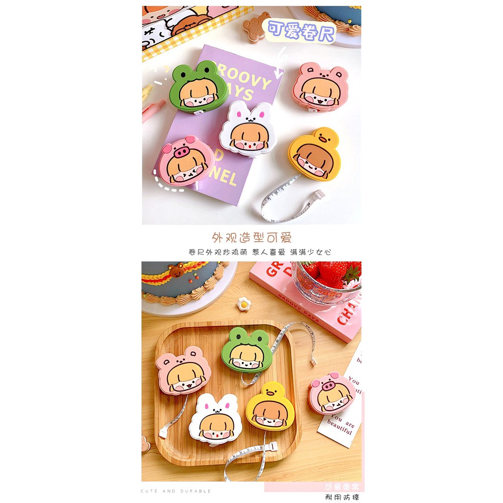 [MẪU ĐẸP] Thước Dây Cuộn Tự Thu Hình Siêu Dễ Thương, Đẹp Sắc Sảo/ Thước Dây Cuộn Tự Rút Bọc Silicon Hoạt Hình Đáng Yêu