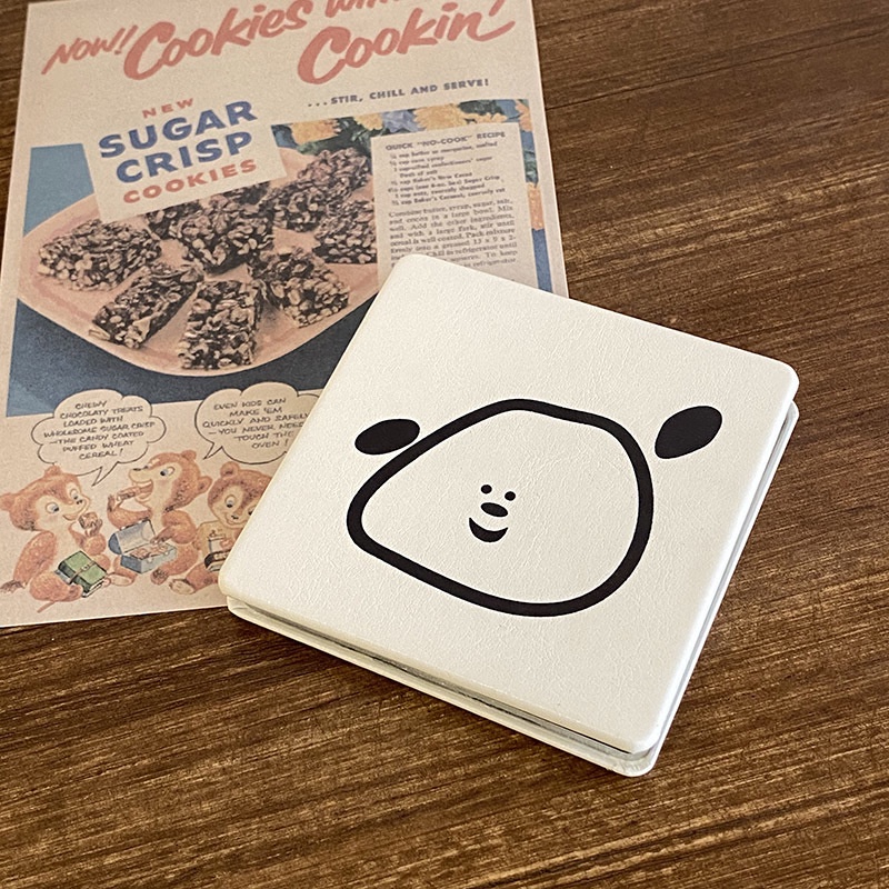 Gương Trang Điểm Gấp Gọn Hai Mặt Họa Tiết Chấm Bi / Gấu Dễ Thương