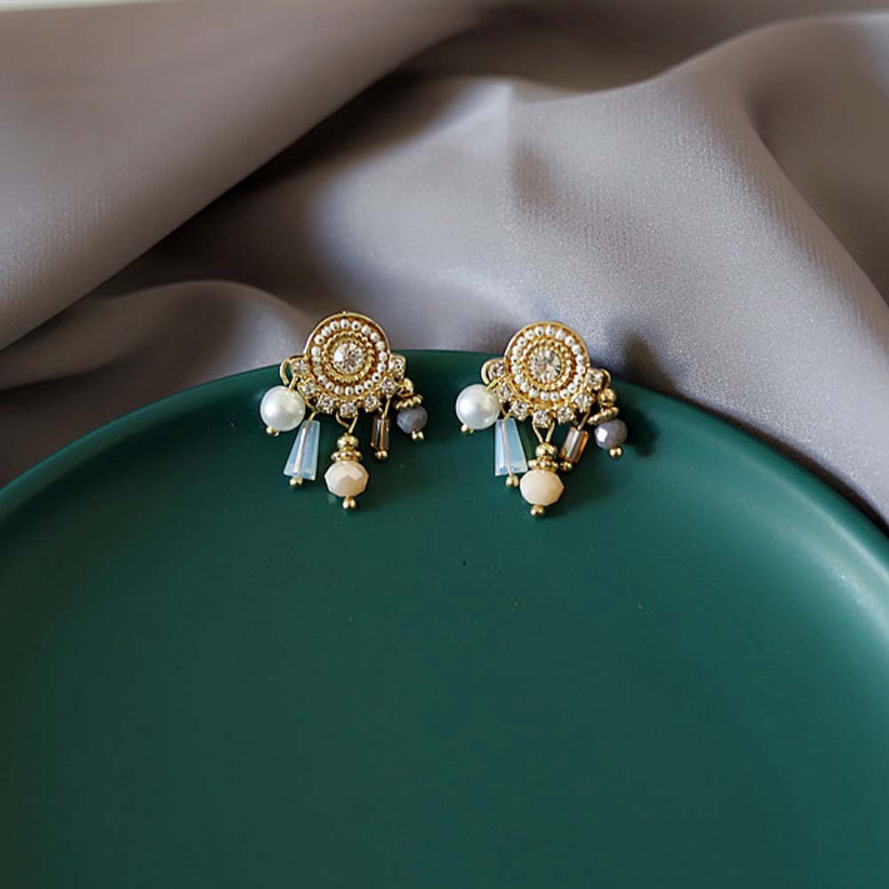 Đôi Khuyên Tai Dài Phối Hạt Ngọc Trai Giả Thời Trang Cho Nữ