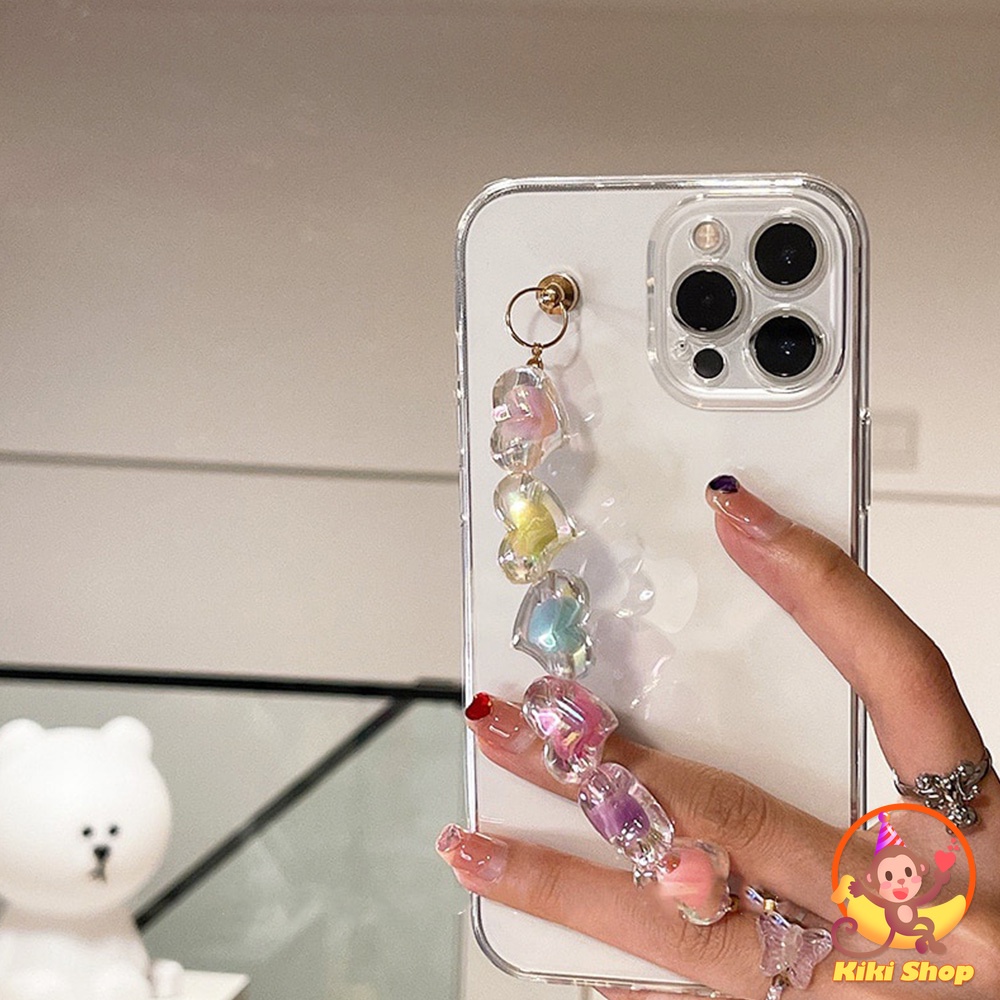 Cho iPhone 14 Pro Max Ốp Điện Thoại TPU Mềm Chống Sốc Màu Kẹo Có Dây Đeo Cổ Tay Cho iPhone 11 12 13 Pro Max X XS XR 8 7 Plus