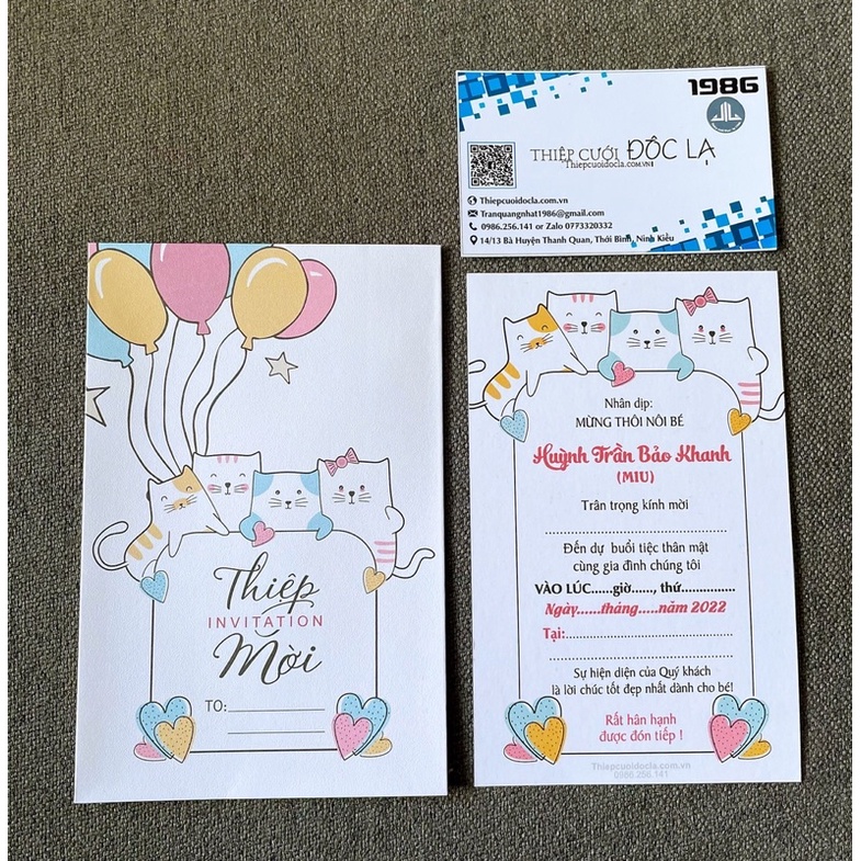 Thiệp Thôi nôi, Sinh nhật, Đầy tháng mèo con