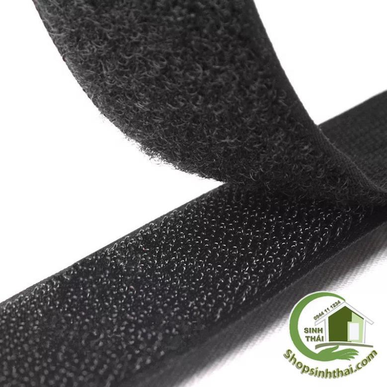 Miếng dán vải 2 mặt dán giày, túi xách - dính gai dán Xé, Băng gai dính, khóa nhám gai khổ rộng 2cm - màu đen