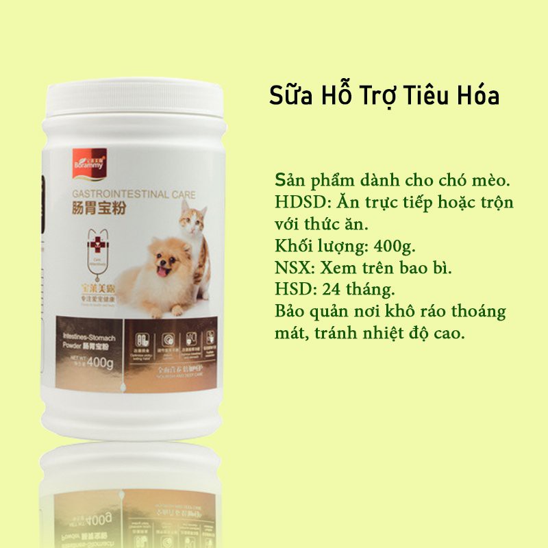 Sữa bột probiotics cho chó mèo BRORAMY bảo vệ đường tiêu hoá chống tiêu chảy tăng cường sức khoẻ cho thú cưng