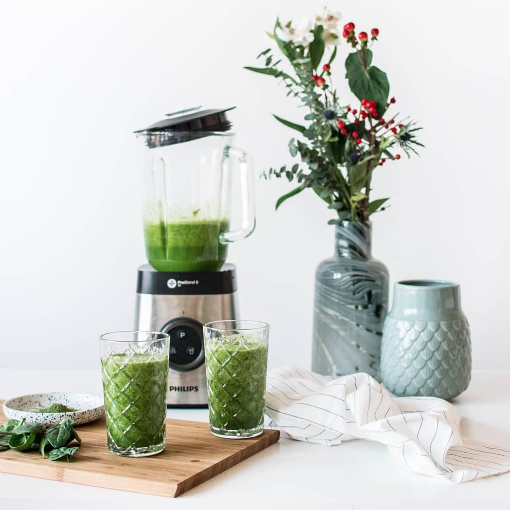 Máy xay sinh tố Philips công suất 1400W, cối thủy tinh, lưỡi dao Problend 6, bảo hành 2 năm chính hãng -  HR3652