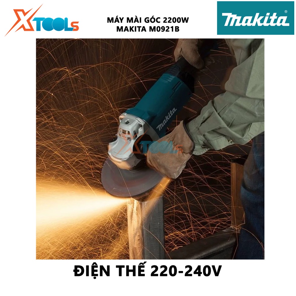 Máy mài góc MAKITA M0921B | máy mài cầm tay công suất 2,200W, đường kính đá mài 230mm gia công, chế tác bề mặt vật liệu