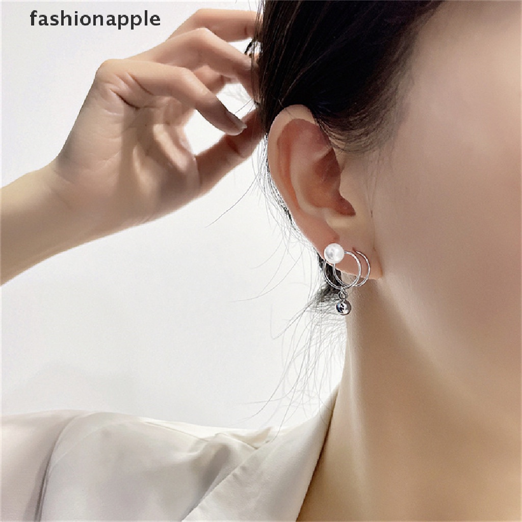 Đôi Khuyên Tai Tròn Gắn Hạt Ngọc Trai Thời Trang Cho Nữ