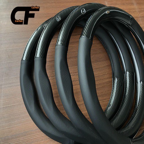 Sợi carbon Vô lăng thoáng khí bằng da Bọc Vô Lăng Cacbon cao cấp  Chống Trơn Chống Trượt Bọc Volang Full Logo Các Hãng giá tại xưởng