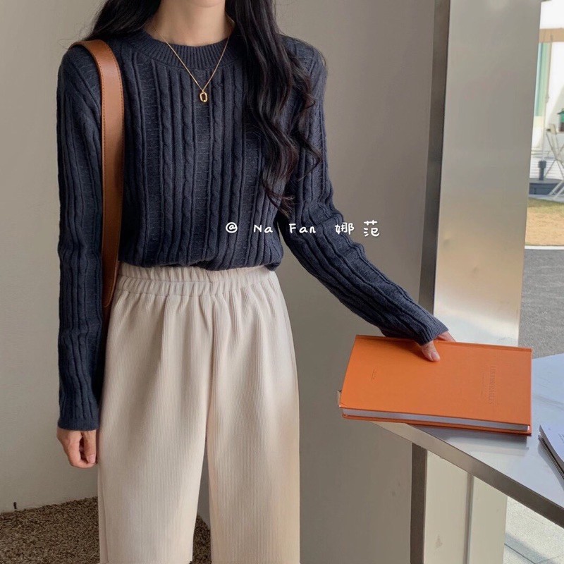 áo len vặn thừng lông thỏ