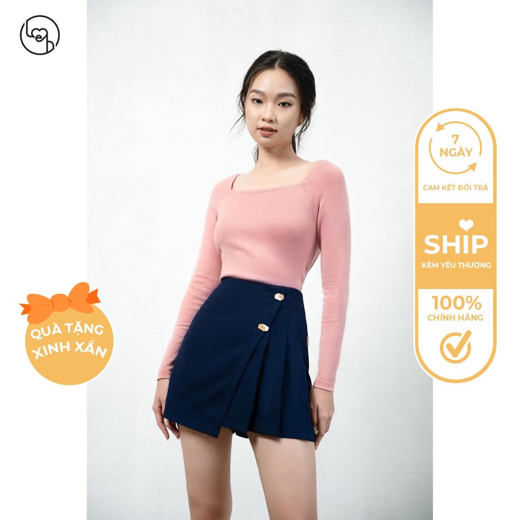 Áo Len nữ Croptop Cổ Vuông Tay Dài by LEH V61W21T023