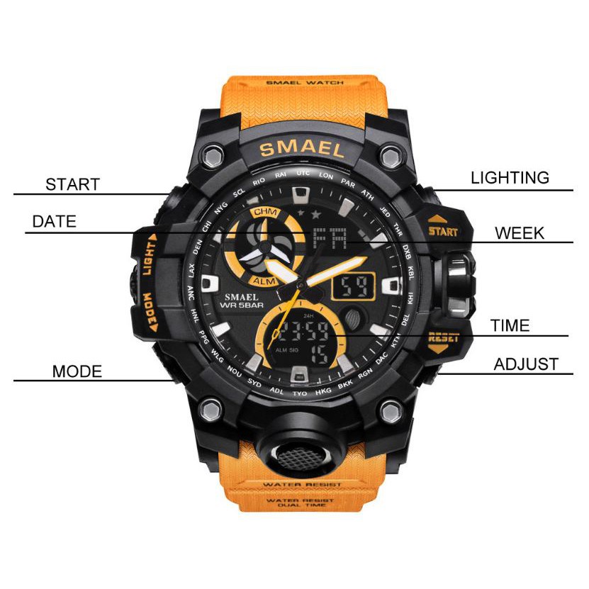 Đồng hồ thể thao nam SMAEL 1545C, đồng hồ đeo tay nam thông minh chống nước đẹp chính hãng - TOP WATCH