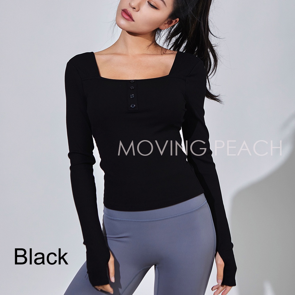 MOVING PEACH Women Yoga Top Sexy Running Longsleeve with Pads ASL