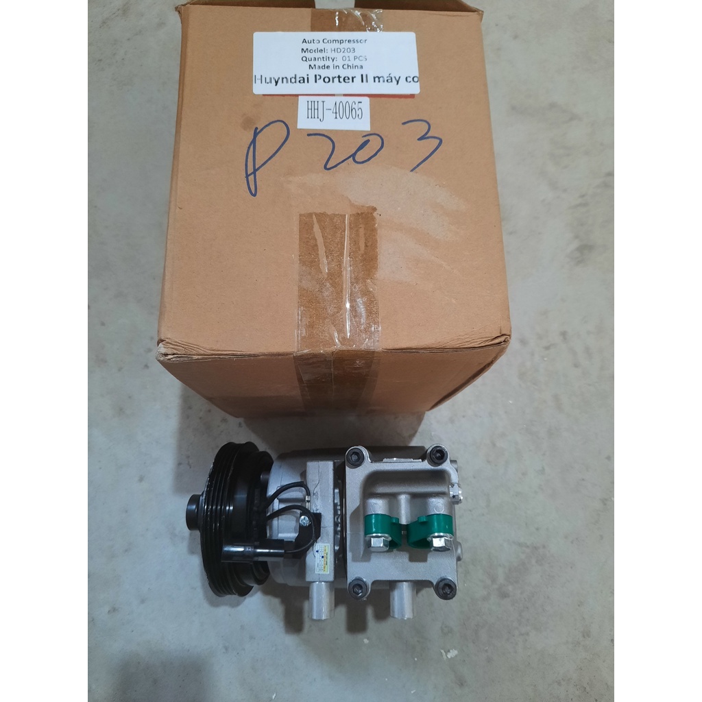 Lốc điều hòa HD203 lắp xe Huyndai Porter II máy cơ (HS15) Buly 4pk 12V