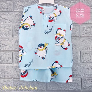 [Size 5: 12-13kg]Đồ bộ cho bé trai, vải tole lanh cộc tay/ sat nách - Tiệm nhà Nghi Linh