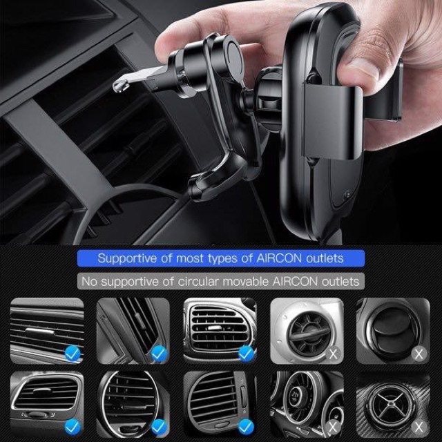 Giá đỡ điện thoại Baseus cảm biến hồng ngoại kẹp mở tự động kiêm sạc không dây trên ô tô | BigBuy360 - bigbuy360.vn