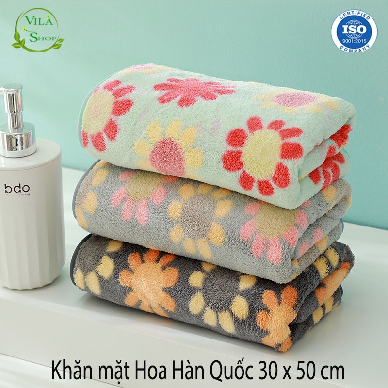Khăn Mặt Cotton Lông Cừu Hàn Quốc Mềm Mịn Siêu Thấm Nước Kẻ Sọc , Khăn Lau Tay Đa Năng Kích Thước 30 x 50cm