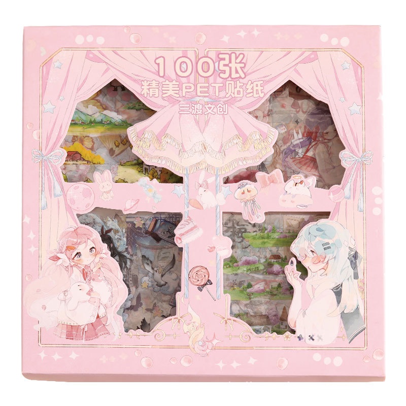 Set 10 tấm sticker cute chiết ngẫu nhiên từ hộp 100 sticker - Cổ trang, cung hoàng đạo