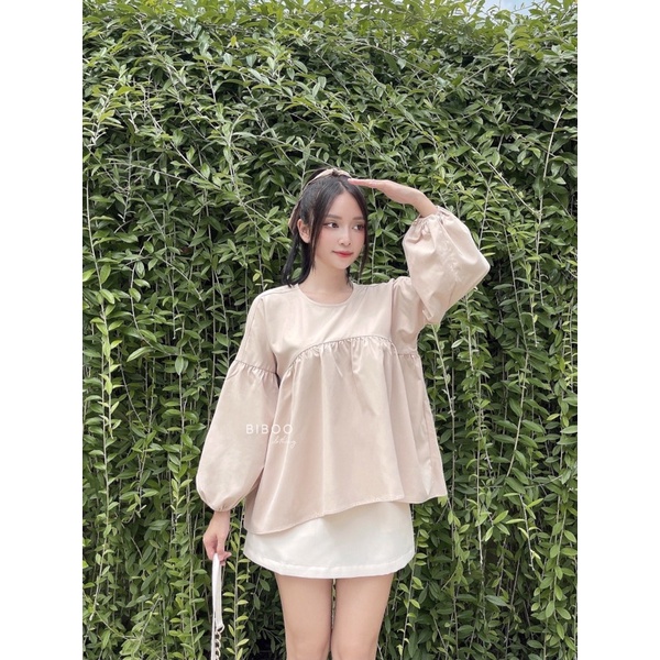 BIBOO - Áo babydoll xòe tay dài phồng LOVEY TOP