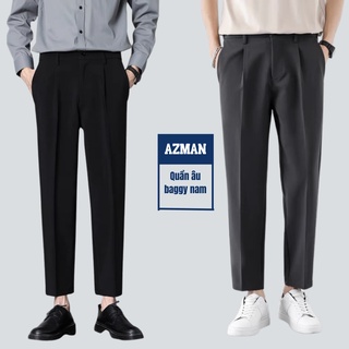 Quần âu nam baggy vải lụa hàn cao cấp, quần tây nam kiểu dáng baggy ống rộng, vải co giãn nhẹ không nhăn không xù AU01