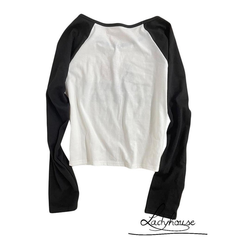 Áo Thun Raglan Tay Dài Cổ Tròn In Họa Tiết Trái Tim Và Chữ Dành Cho Nữ