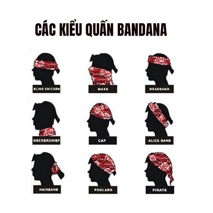 Khăn bandana tặng khuyên tròn cá tính BDN01 (theo lựa chọn) (54x54cm)