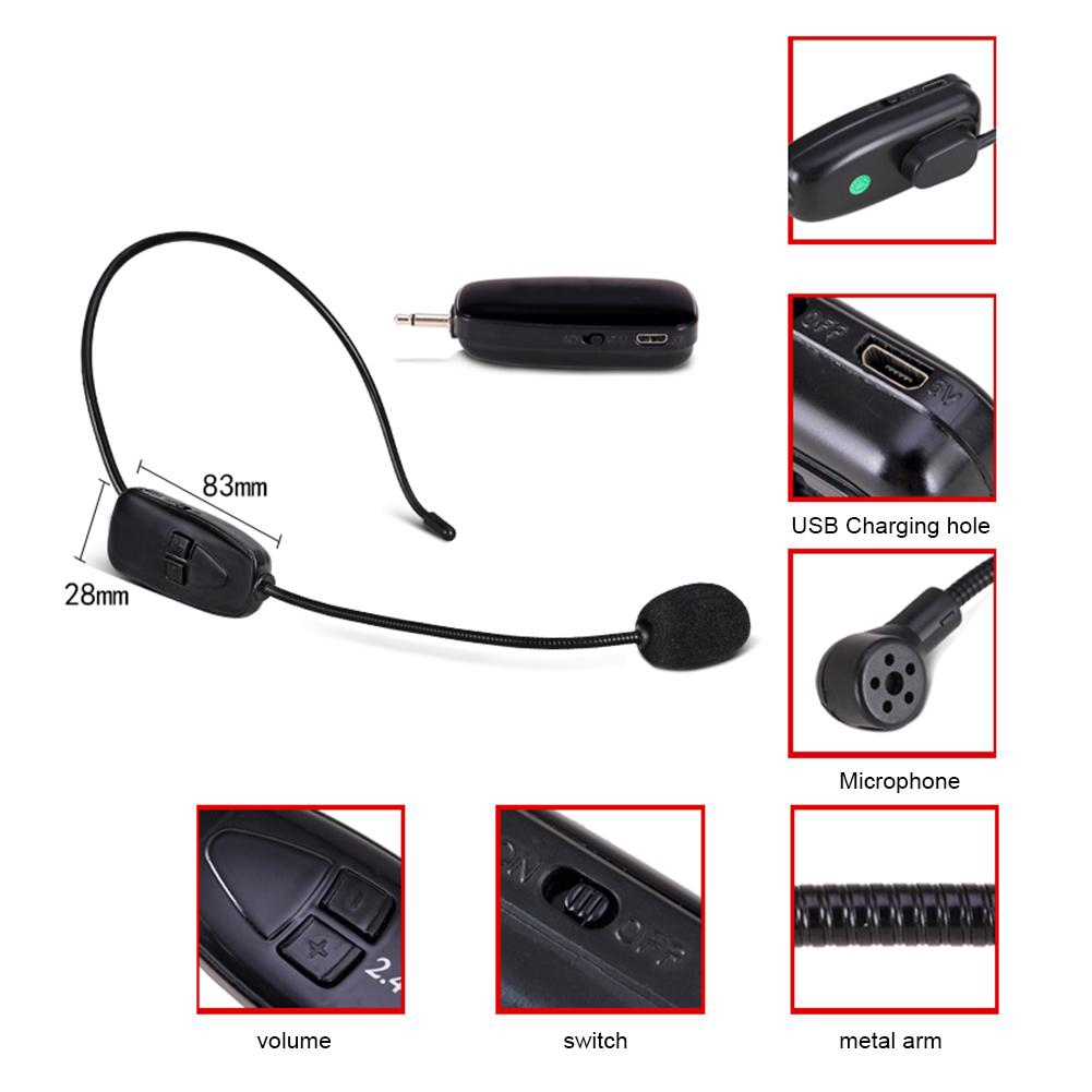 2.4G Wireless Microphone Speech headset Megaphone Radio Mic for Loudspeaker