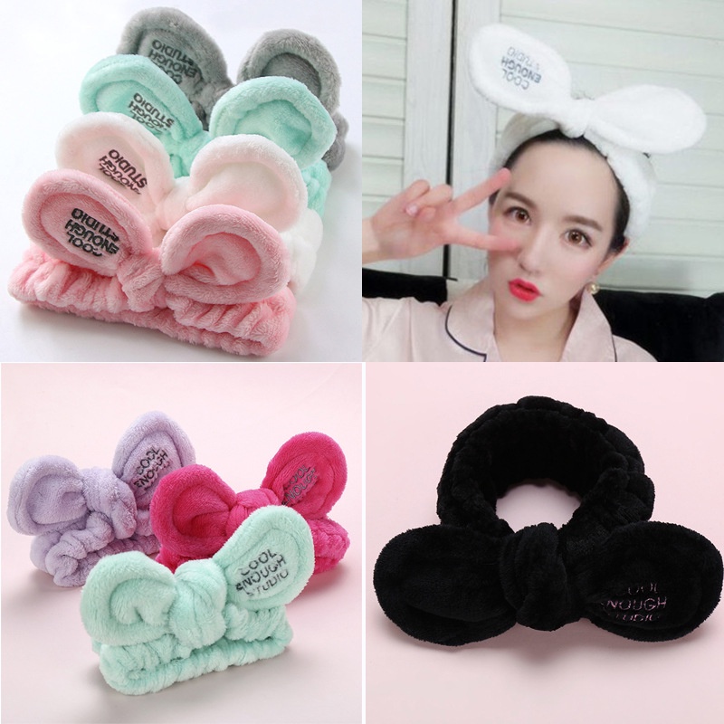 Băng đô rửa mặt bờm cài tóc turban dễ thương cute tai thỏ mèo Gấu vải nhung nơ A215 A216 A217 A218 A219 A241