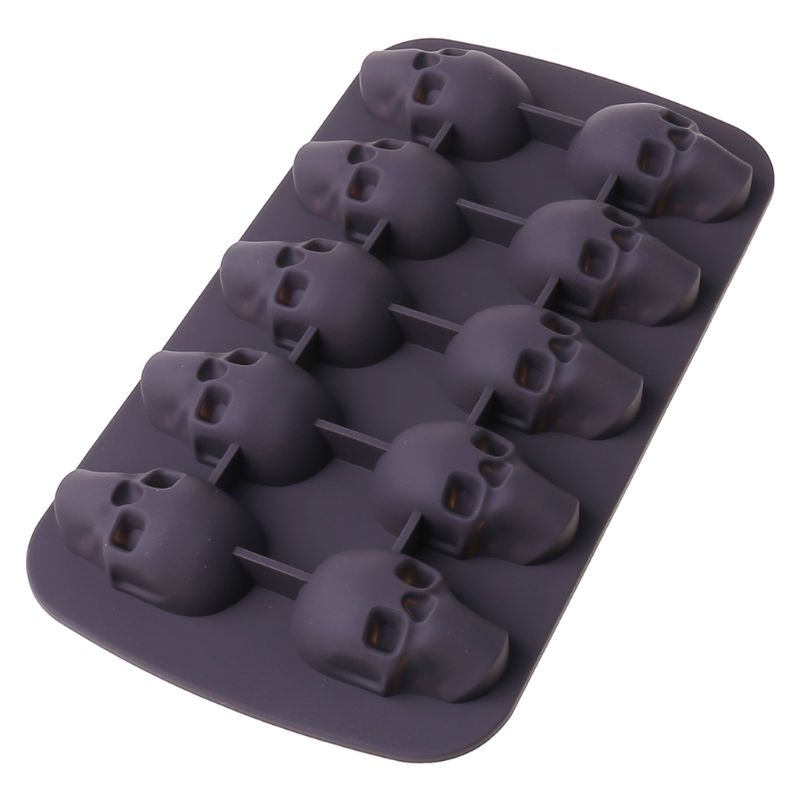 One Khuôn Silicon Làm Đá / Sô Cô La / Cocktail Hình Đầu Lâu 3D DIY 10 Ngăn Tiện Lợi Dành Cho Nhà Bếp / Quán Bar