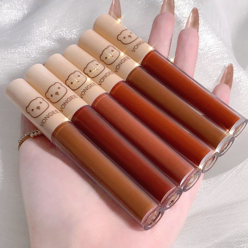 (Hàng Mới Về) Set 4 Son Kem Lì Mịn Mượt Như Nhung Và Lâu Trôi Với Thiết Kế Hình Gấu Dễ Thương | BigBuy360 - bigbuy360.vn