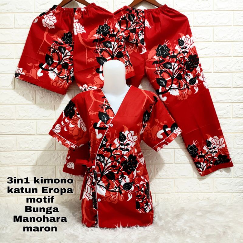 Bộ Đồ Ngủ Pijama 3 Trong 1 Họa Tiết Hoa Anh Đào Phong Cách Kimono | BigBuy360 - bigbuy360.vn
