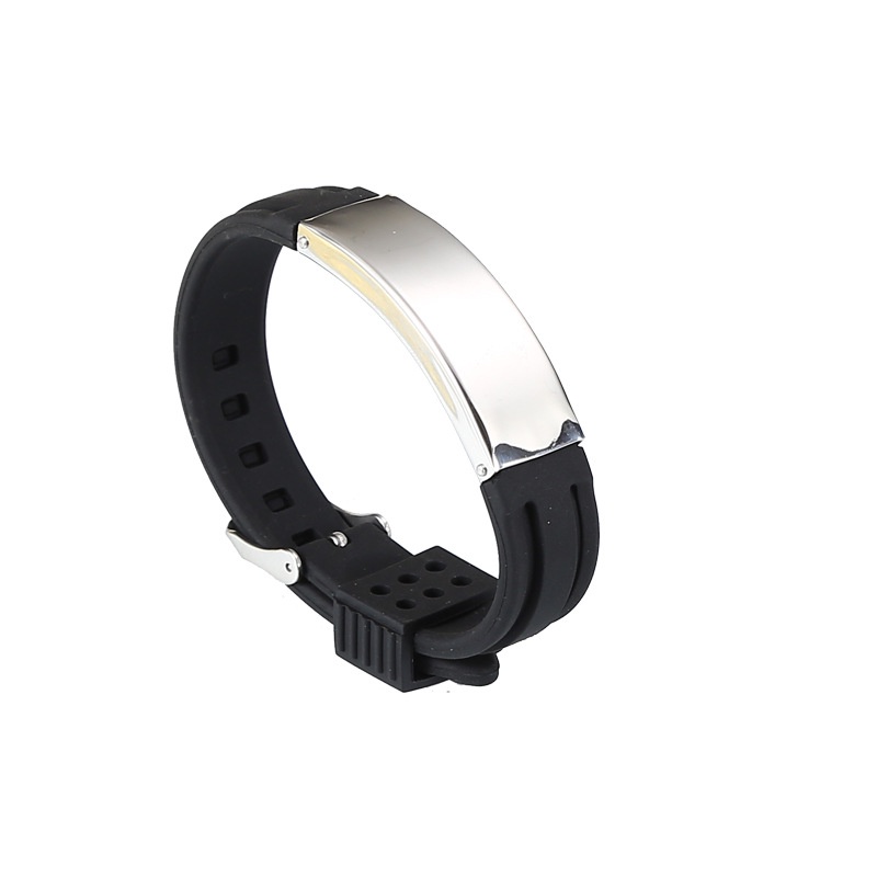 Vòng Tay Silicon Thép Titan Chống Thất Lạc Khắc LOGO Thời Trang Cho Cặp Đôi