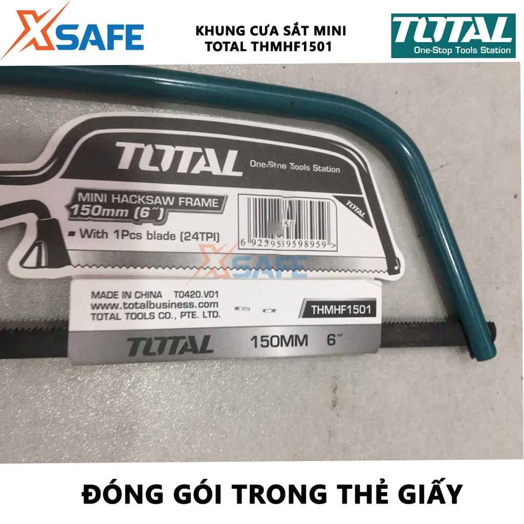Khung cưa sắt mini Total THMHF1501 | Khung cưa sắt cầm tay kích thước 150mm (6&quot;) khung lắp lưỡi cưa, thép cao cấp