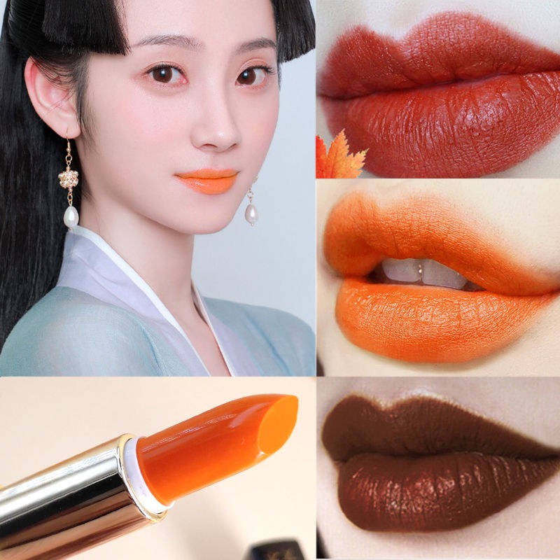 YANZI Son Môi Màu Bí Ngô Không Phai Màu Cà Rốt Sức Sống Màu Cam Vàng Ấm Màu Cam Chính Hãng Màu Cam K