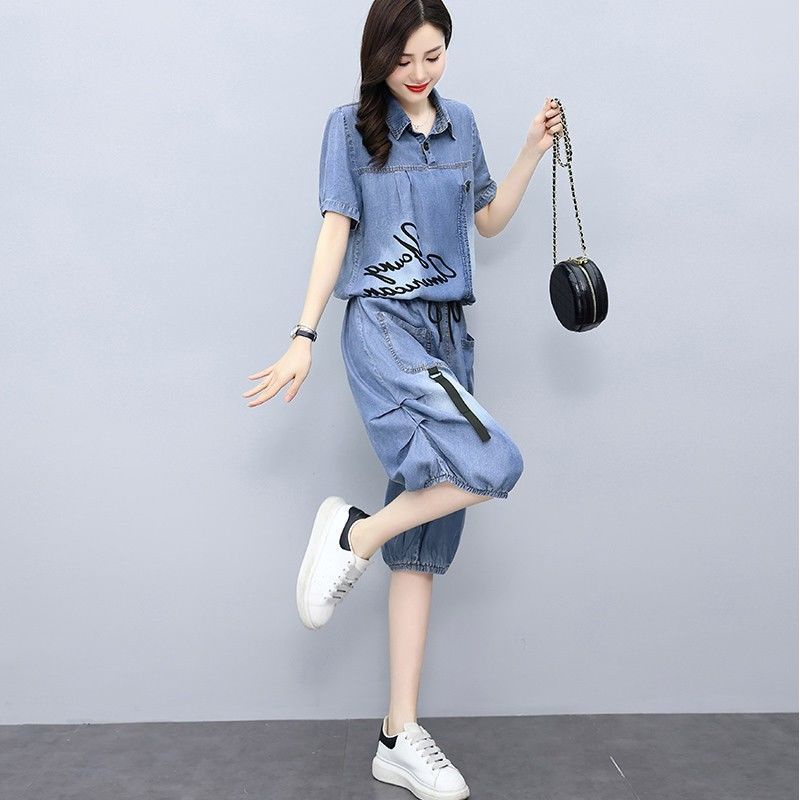 Bộ Đồ Denim Mỏng Che Phủ Bụng Thời Trang Nữ Sành Điệu