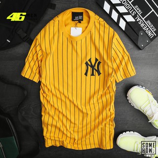 Áo thun nam nữ cổ tròn sọc dọc in logo cực đẹp MFR008