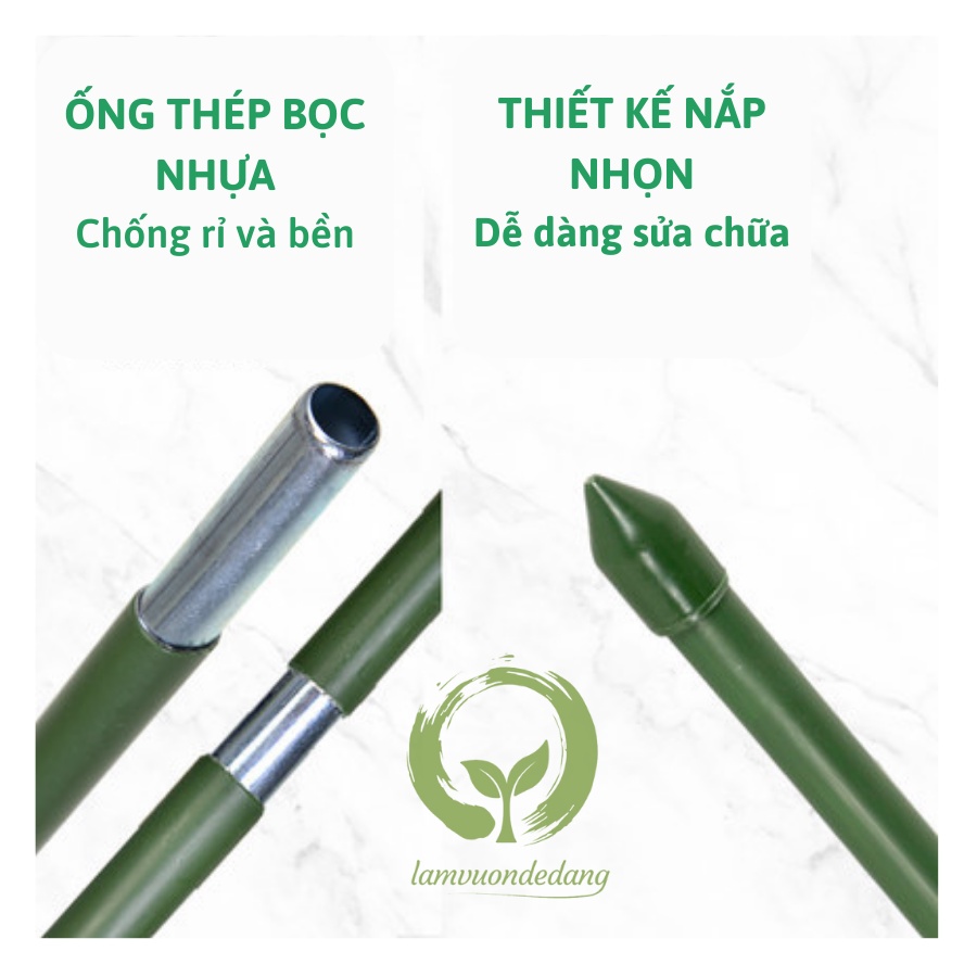 Bộ khung vòm luống ống thép bọc nhựa trồng rau - dùng để phủ lưới chắn côn trùng, nylon, bạt che chắn cây trồng