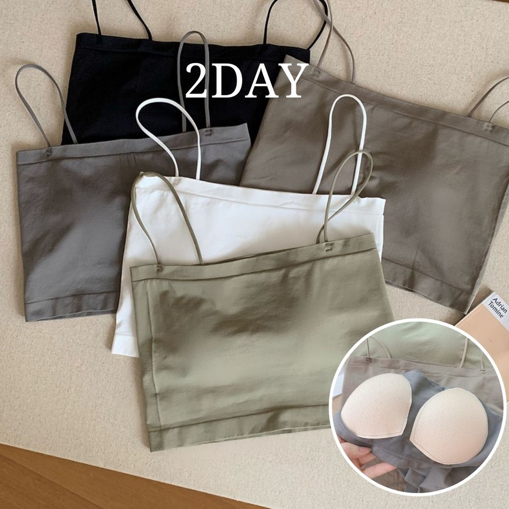 COMBO 2 áo hai dây có mút liền croptop cotton, áo 2s 2 DARLIN