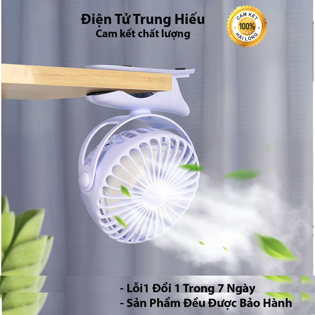 [Hàng xịn] Quạt tích điện mini YOOBAO F04 xoay góc 720độ, 32 tiếng, đế kẹp đa năng hoặc đặt bàn - BH 6 tháng