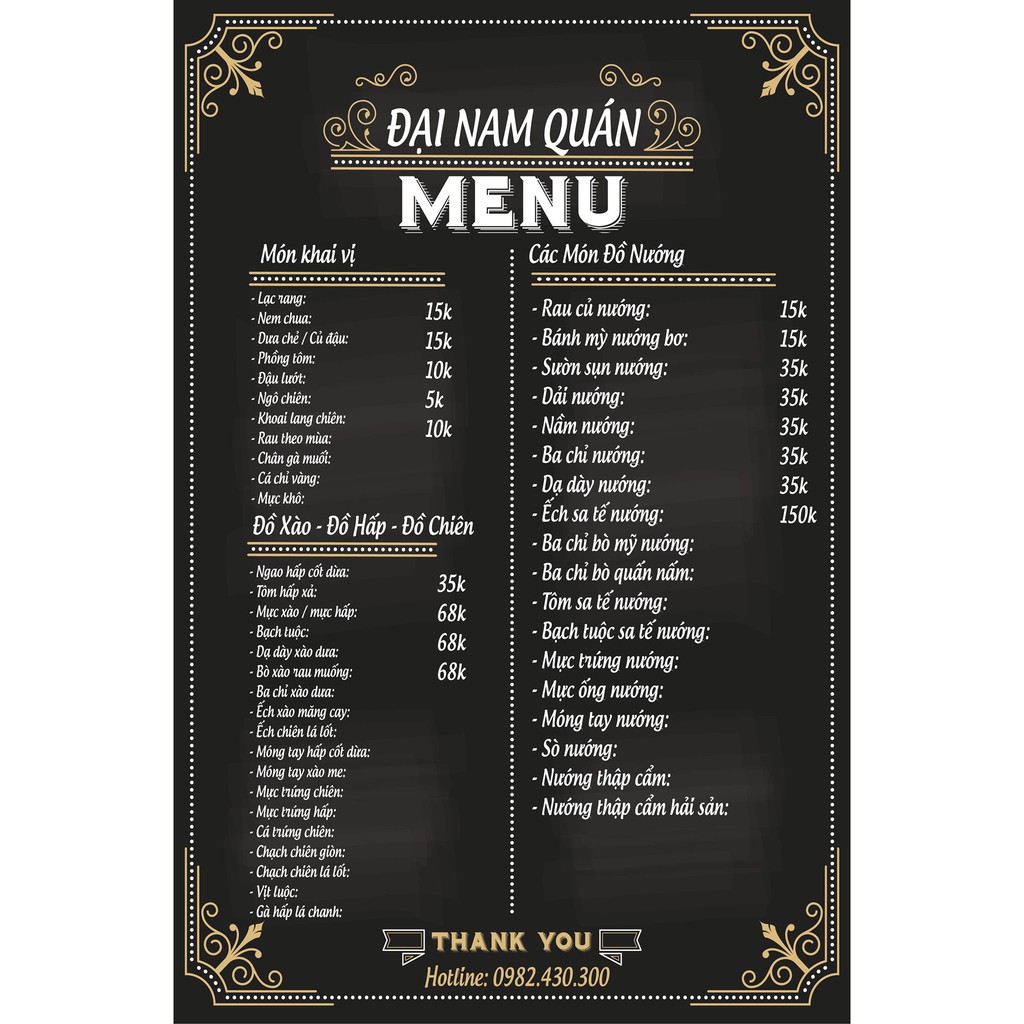 Thiết kế &amp; in menu A4 ( chat shop trước khi đặt hàng)