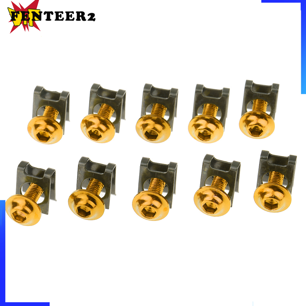 Set 10 Ốc Vít M6 / 6mm Màu Đen Dành Cho Xe Mô Tô Honda Fenteer2 3c