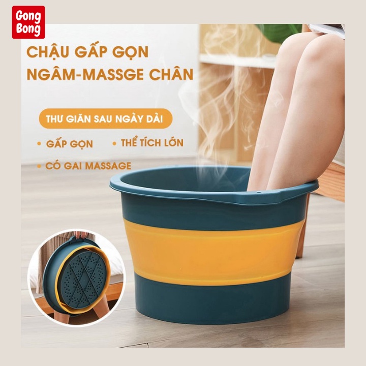 Chậu ngâm chân gấp gọn silicon massage chân thư giãn size to thau gấp gọn thông minh tiện ích gia đình