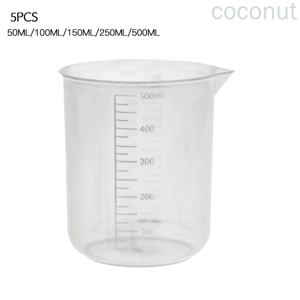 Set 5 Cốc Đo Lường Bằng Nhựa Chuyên Dụng Cho Phòng Thí Nghiệm